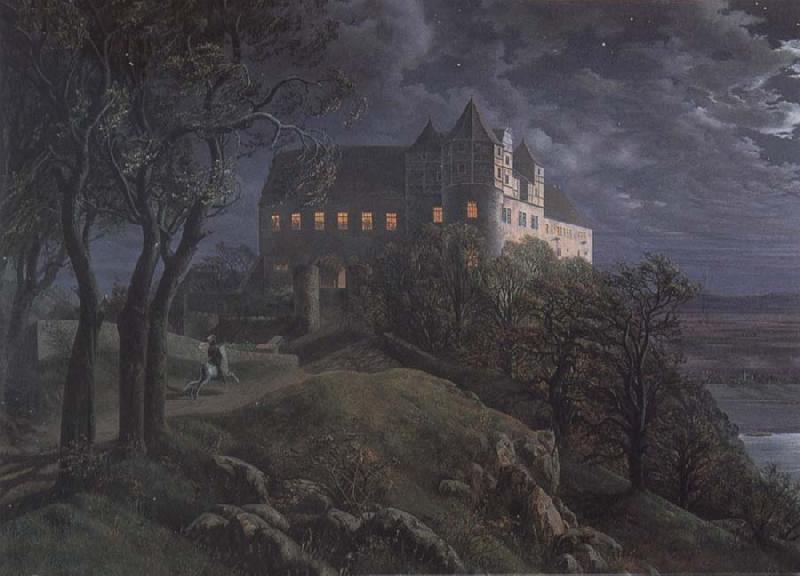Oehme, Ernst Ferdinand Burg Scharfenberg by Night Germany oil painting art